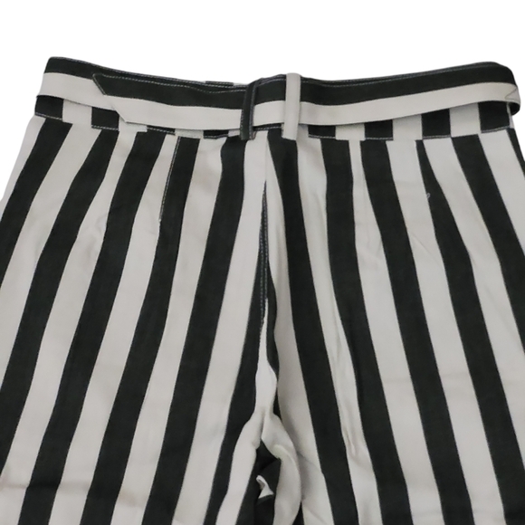 NWT Black Striped High Rise Belted Ankle Pants Size M - Picture 6 of 12